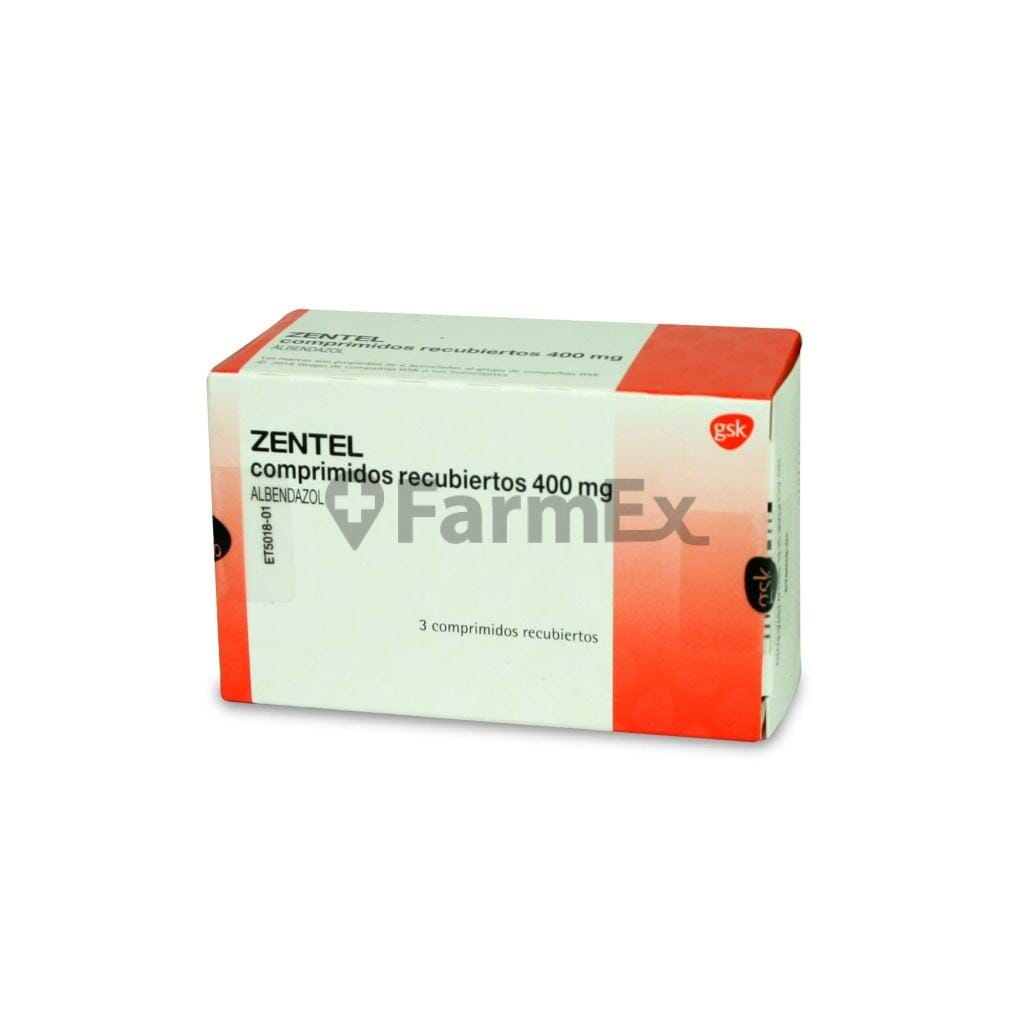 Zentel 400 mg x 3 comprimidos "Ley Cenabast" Farmex-BanMedica-Persistente